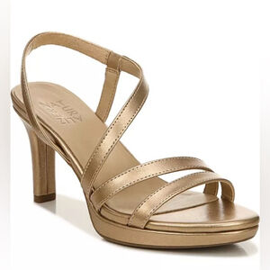 Naturalizer Brenta Strappy Dress Sandals in Bronze Pearl Metallic Faux Leather